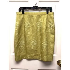 Adrianna Papell Lime Green Straight Skirt, Lightweight Textured Fabric, Size 10